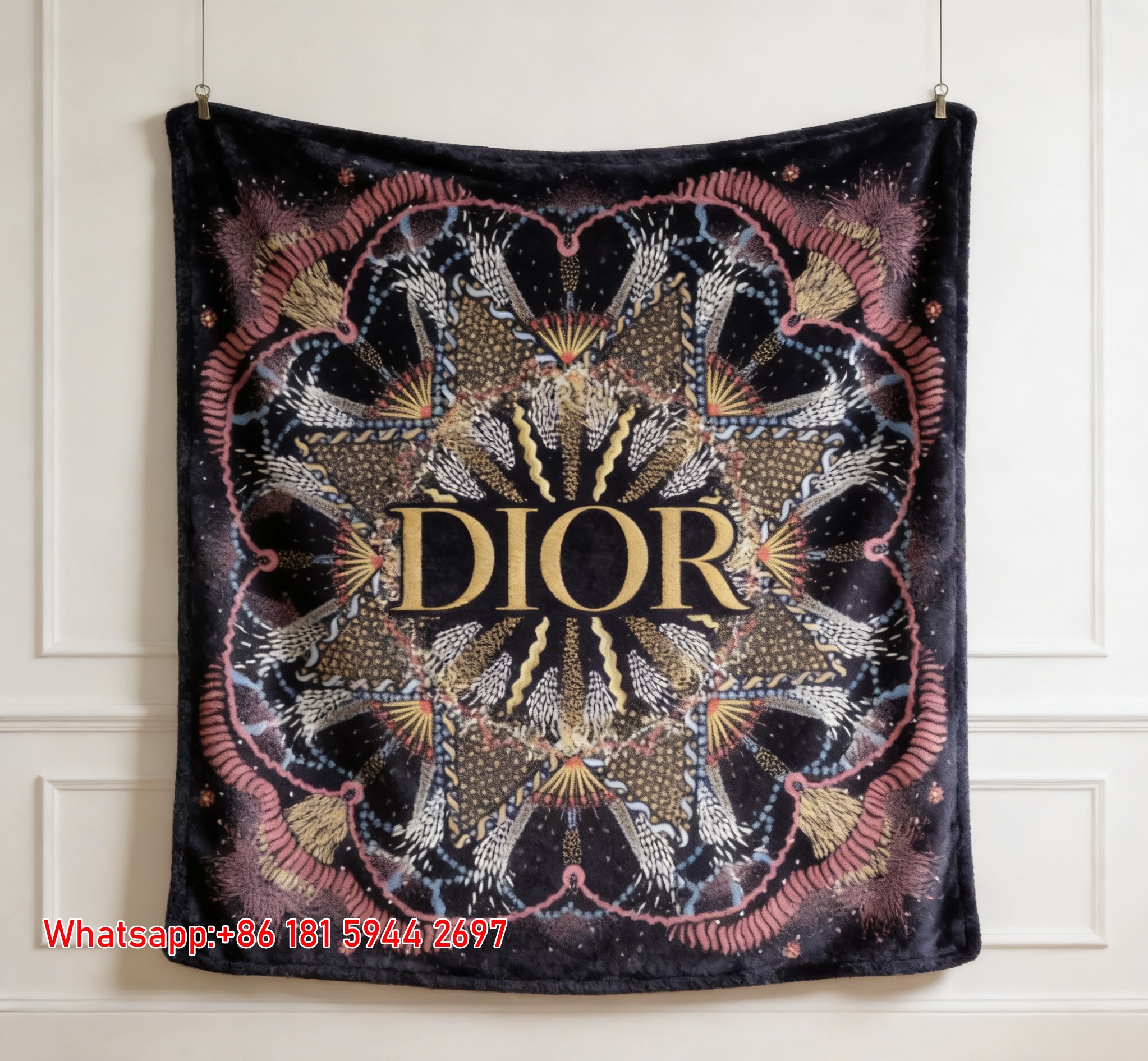 Dior Luxury Mandala Scarf Pattern Art Flannel Throw Blanket Sofa Cover Blanket D416